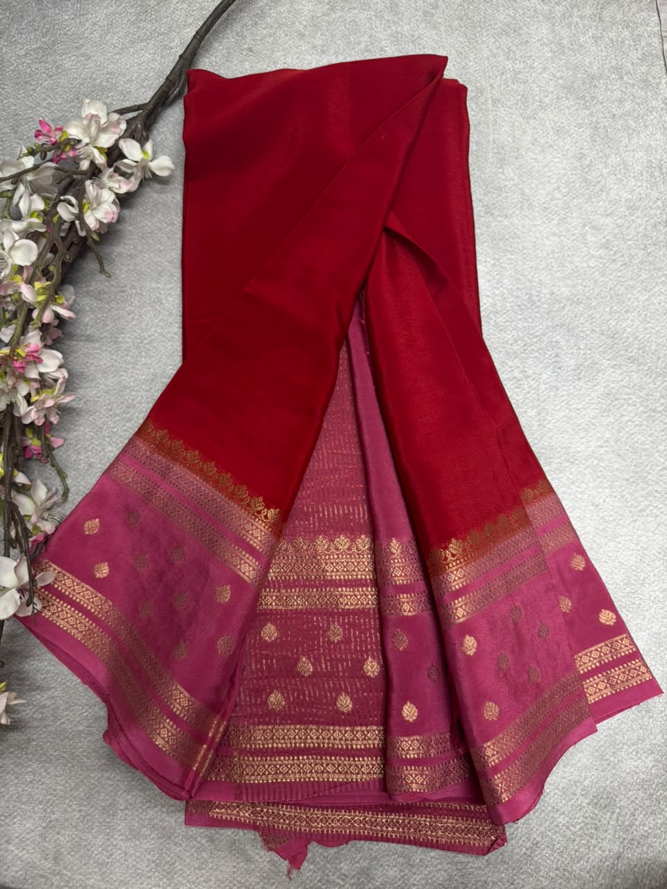 Orange Semi Mysore Crepe Silk 107 Saree