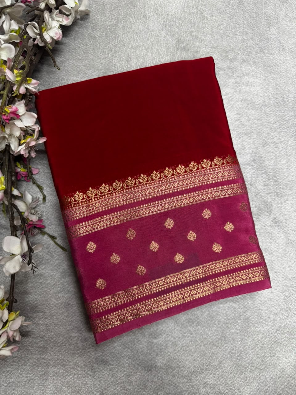Orange Semi Mysore Crepe Silk 107 Saree