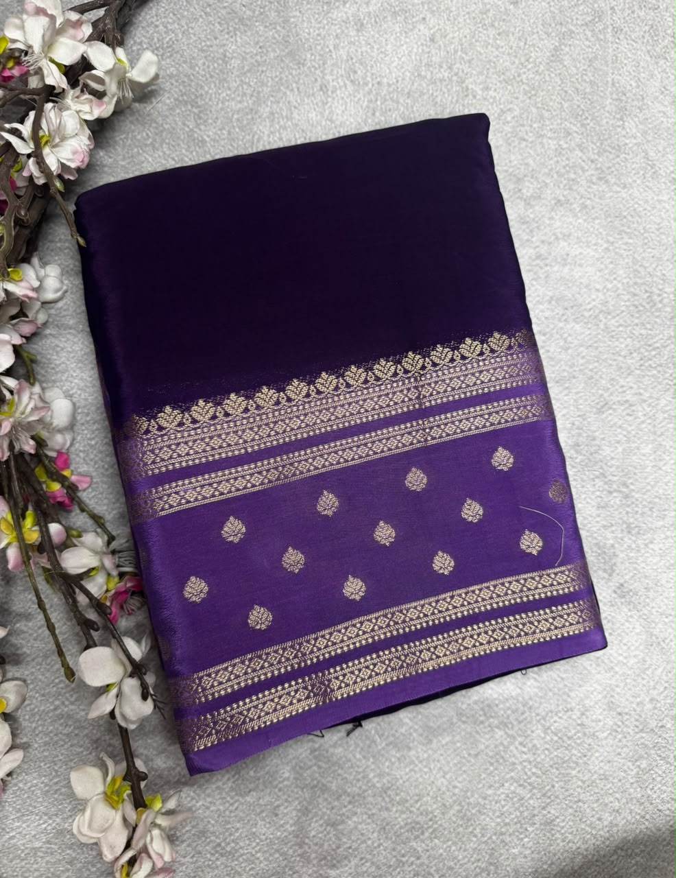 Purple Semi Mysore Crepe Silk 107 Saree