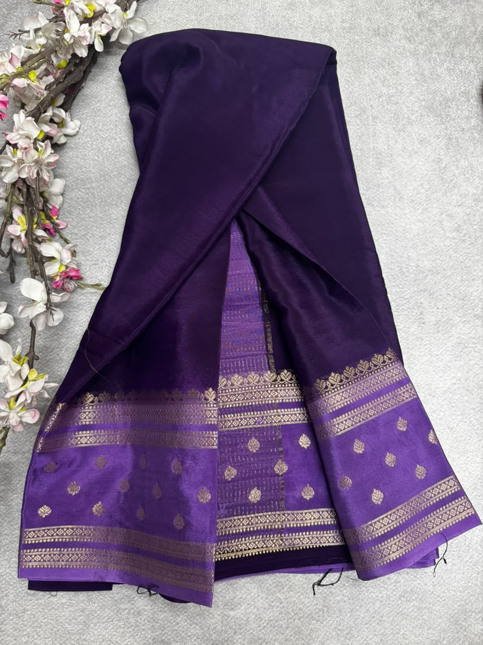 Purple Semi Mysore Crepe Silk 107 Saree