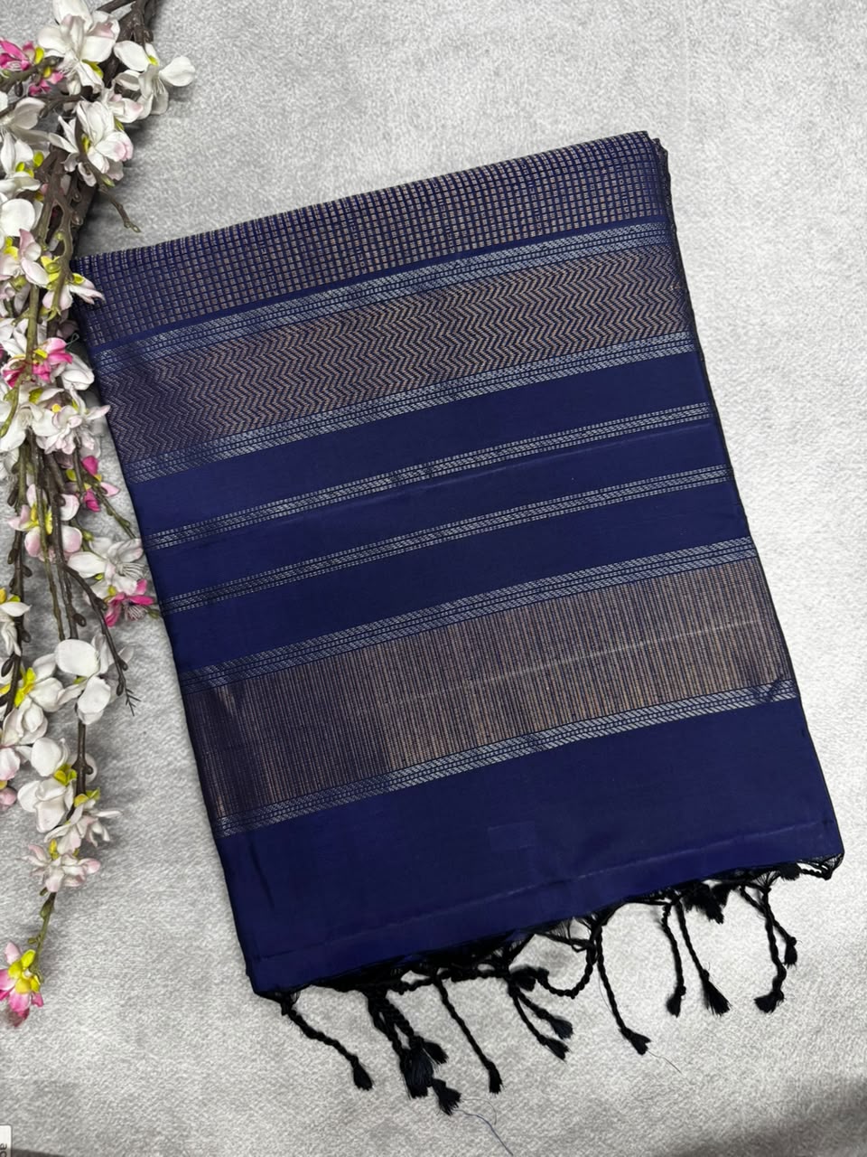 Navy Blue Pure Kanchi Soft Silk 107 Saree