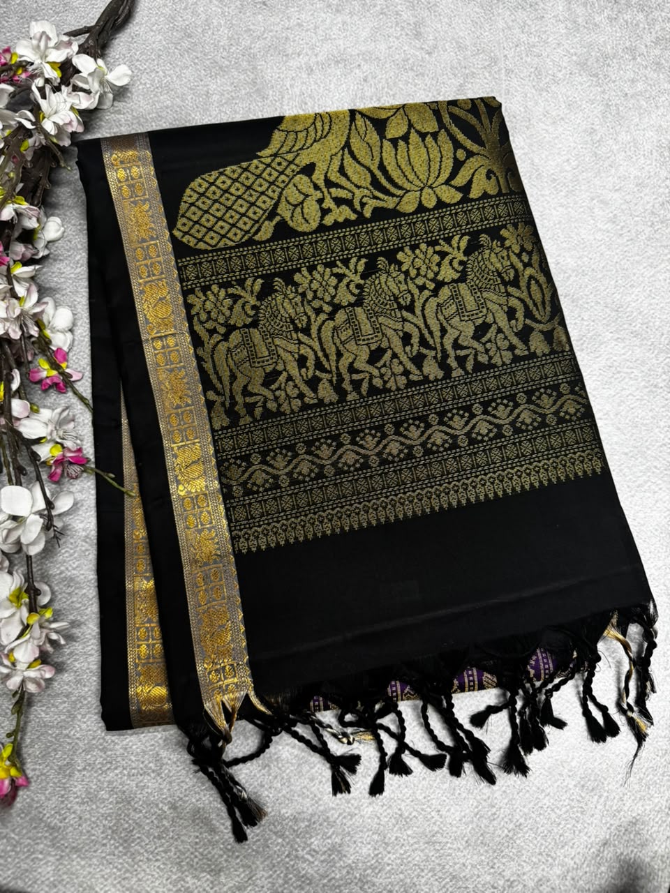 Black Pure Kanchi Soft Silk 107 Saree