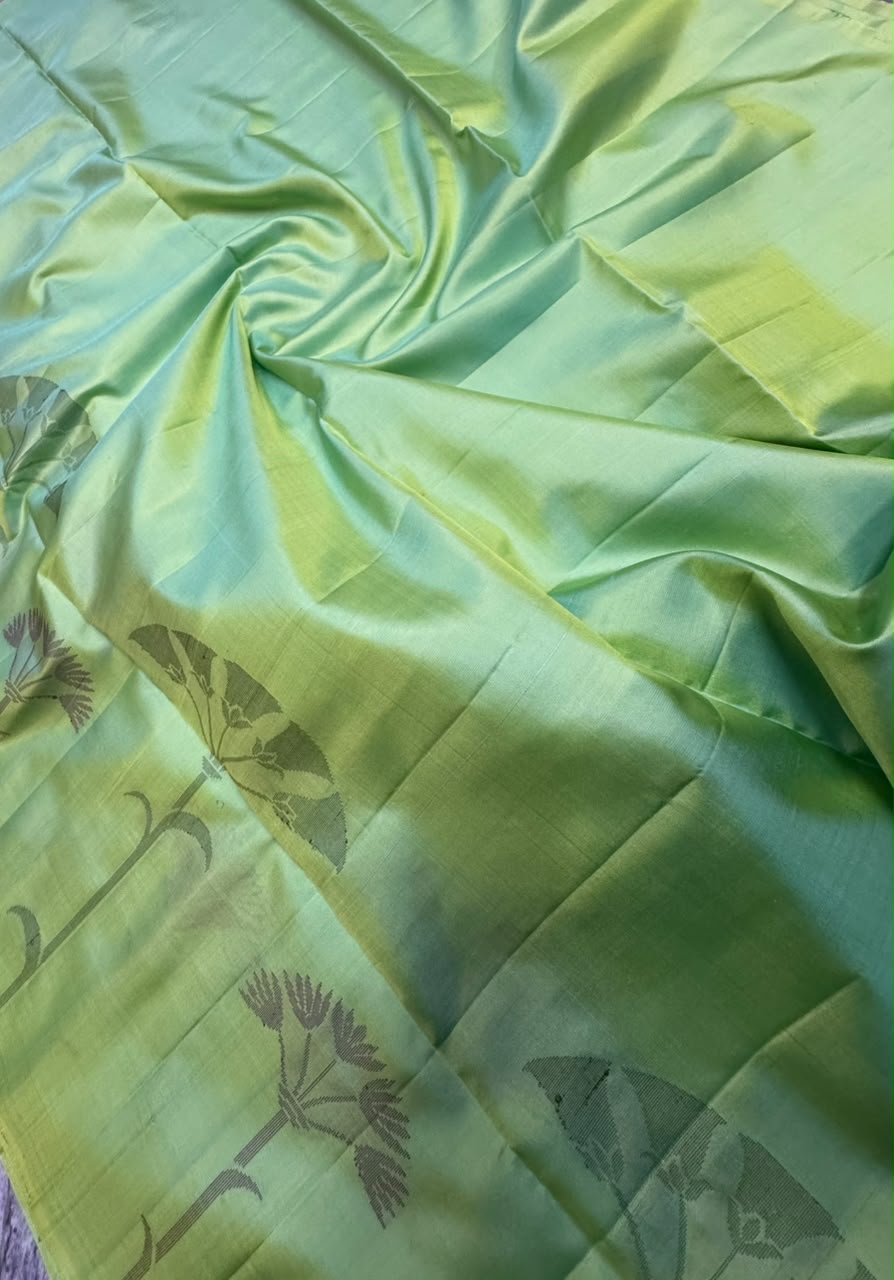 Parot Green Pure Kanchi Soft Silk 107 Saree