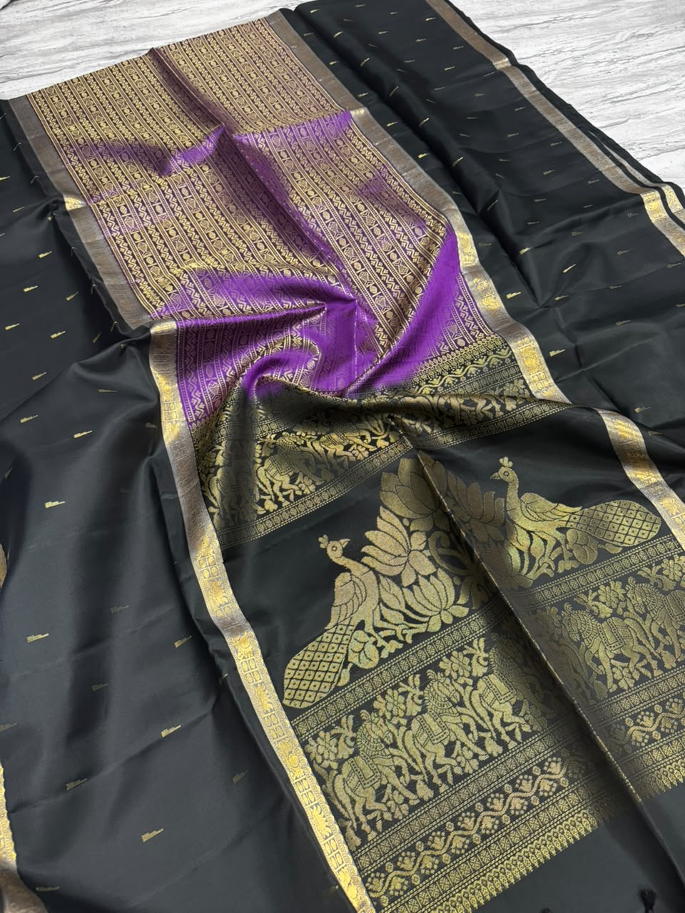 Black Pure Kanchi Soft Silk 107 Saree