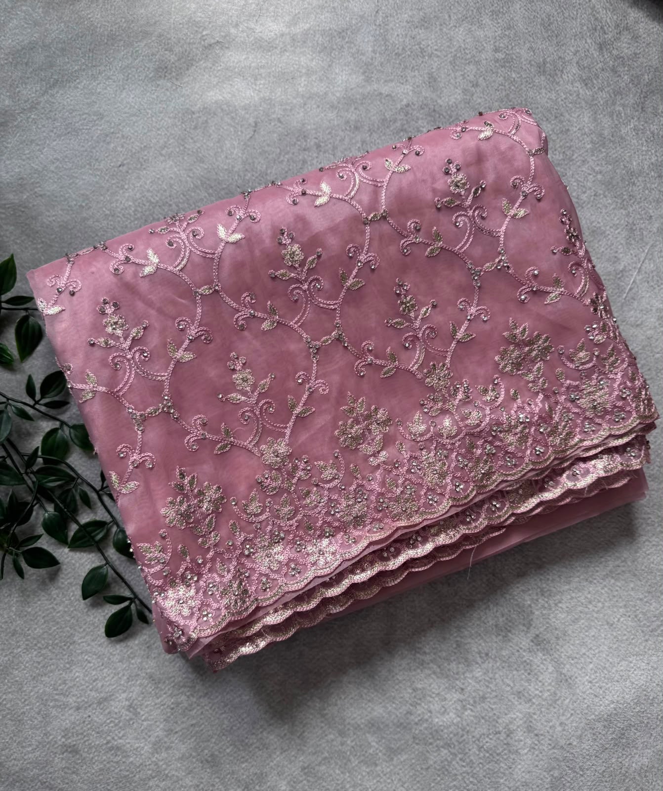 Pastel Pink organza tissue Party Wear Saree