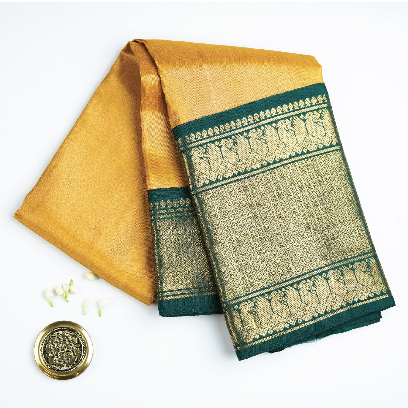 Yellow Pure Kanchi Silk Saree 4G (Swara)