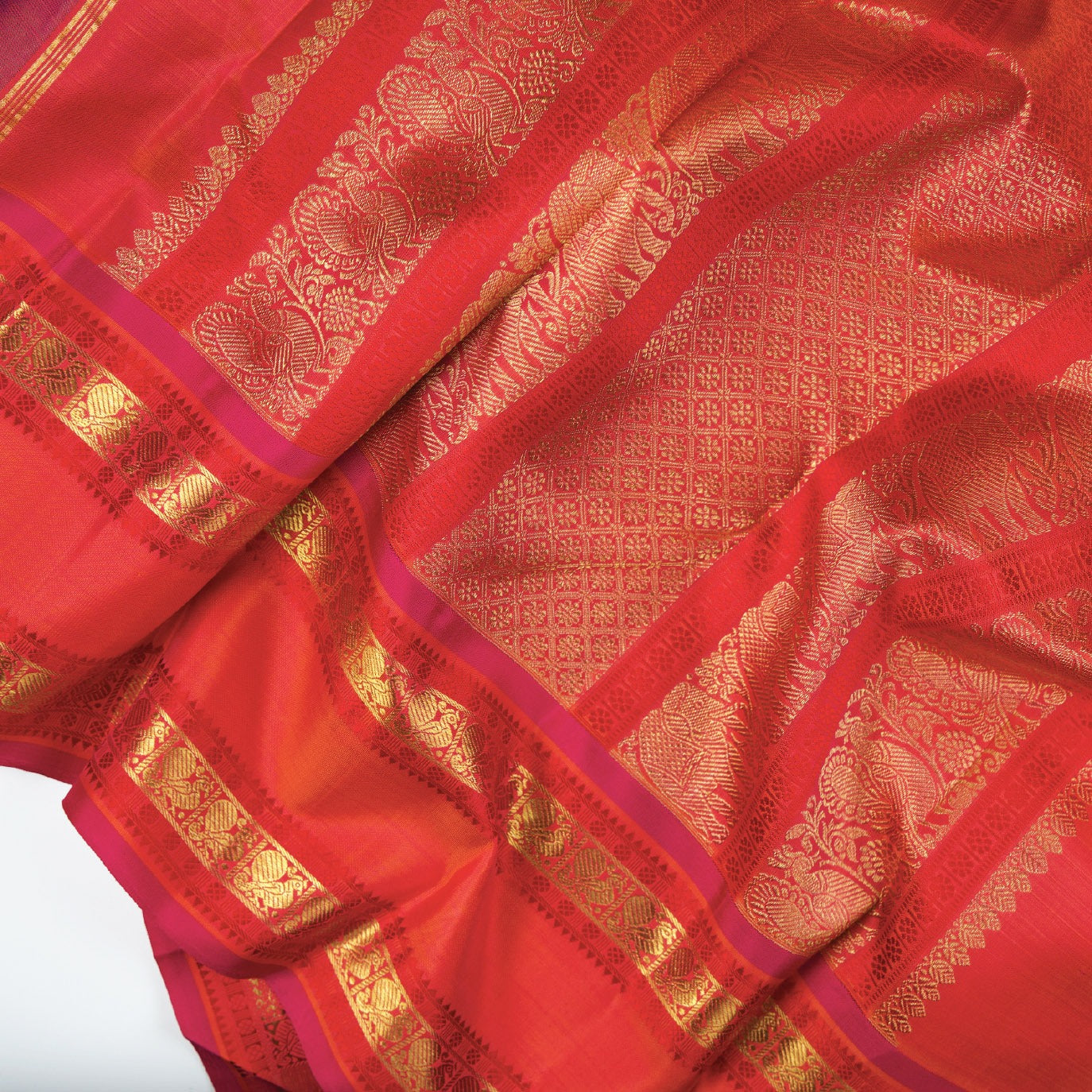 Blue Checks Pure Kanchi Silk Saree 4G (Swara)