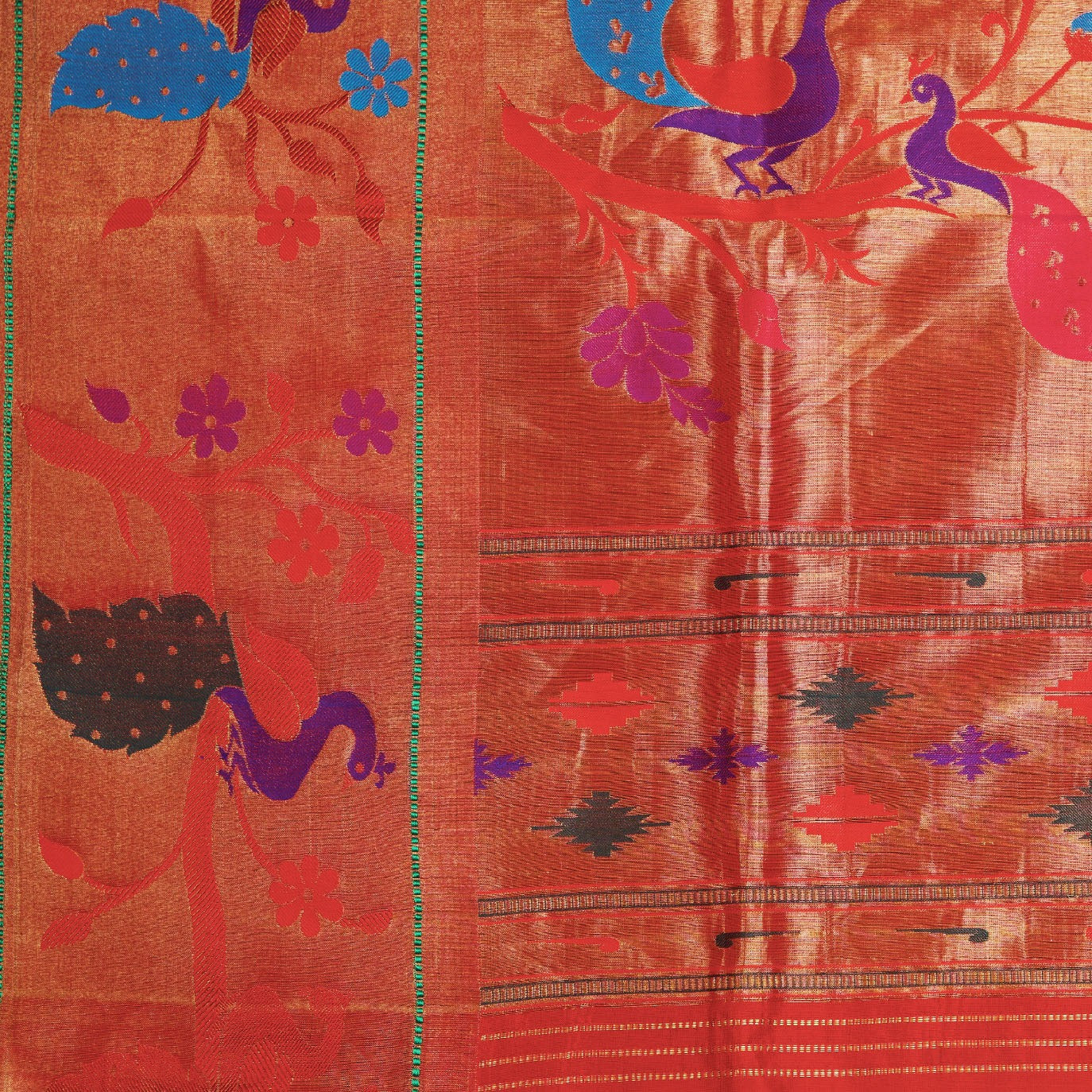Maroon Checks Pure Paithani Silk Saree (Swara)