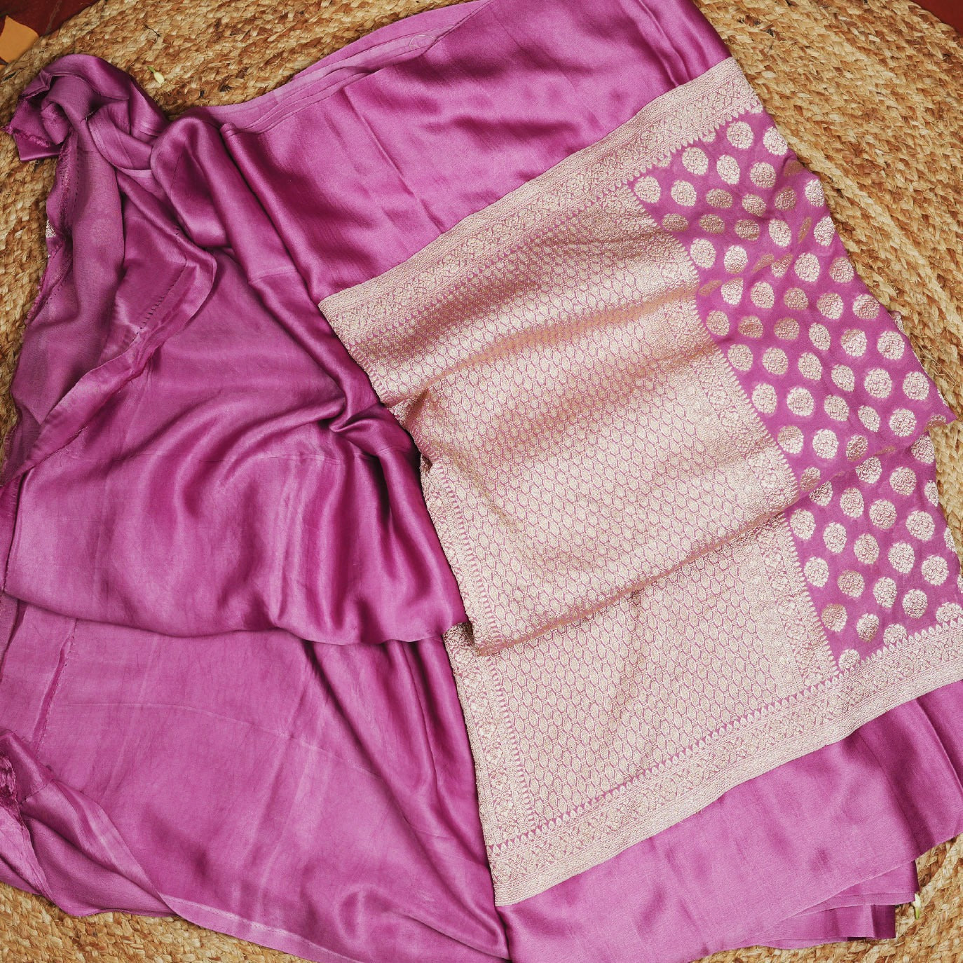 Pink Satin Border Pure Georgette Saree (Swara)