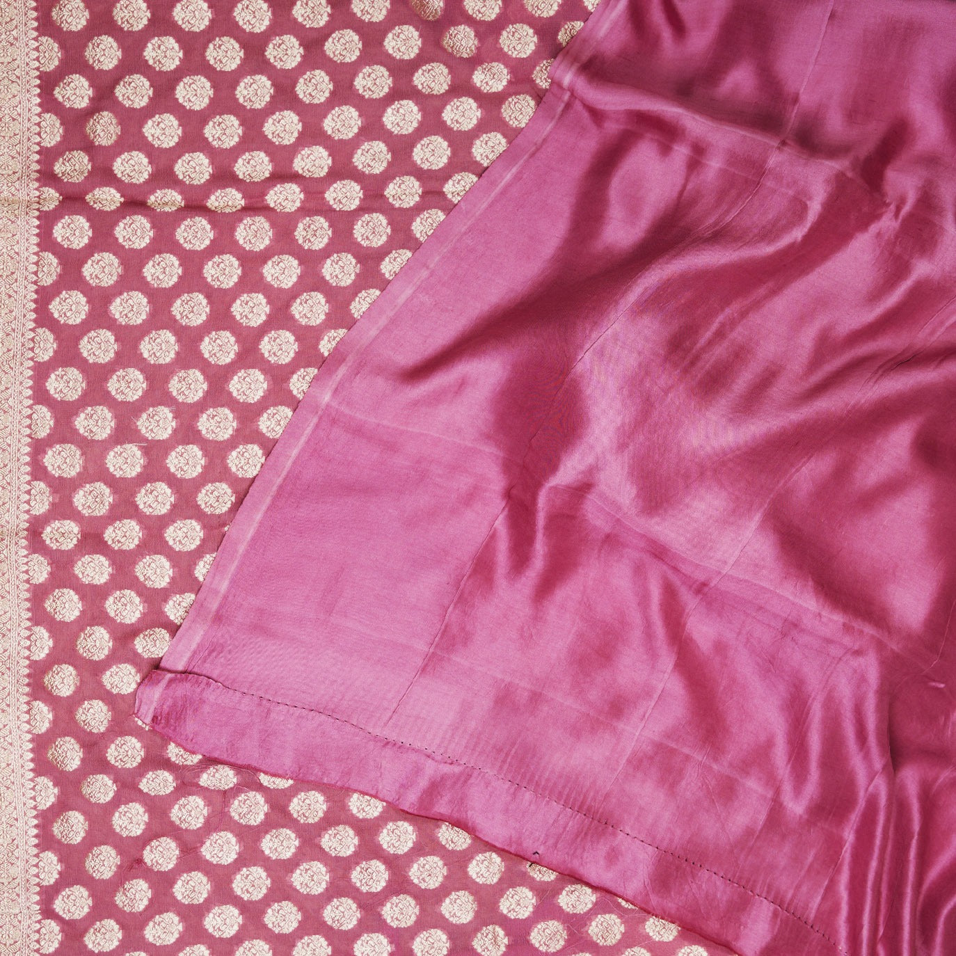 Pink Satin Border Pure Georgette Saree (Swara)