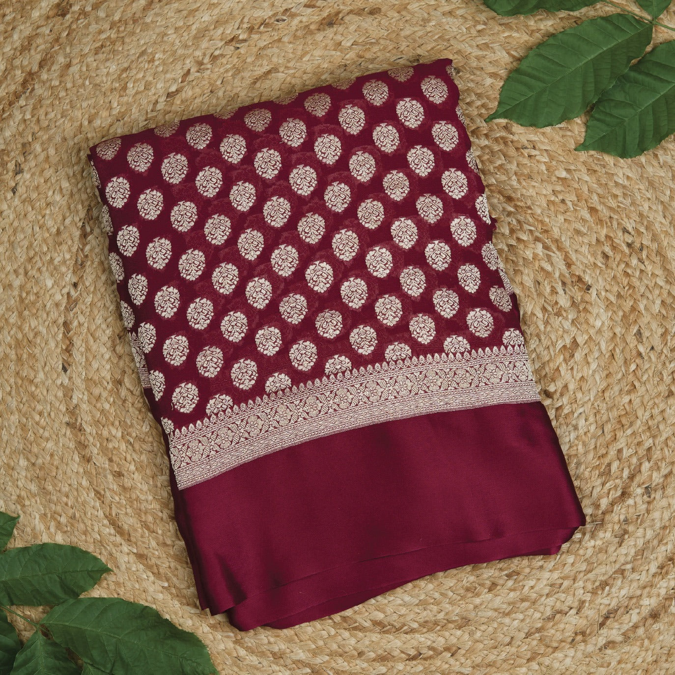 Maroon Satin Border Pure Georgette Saree