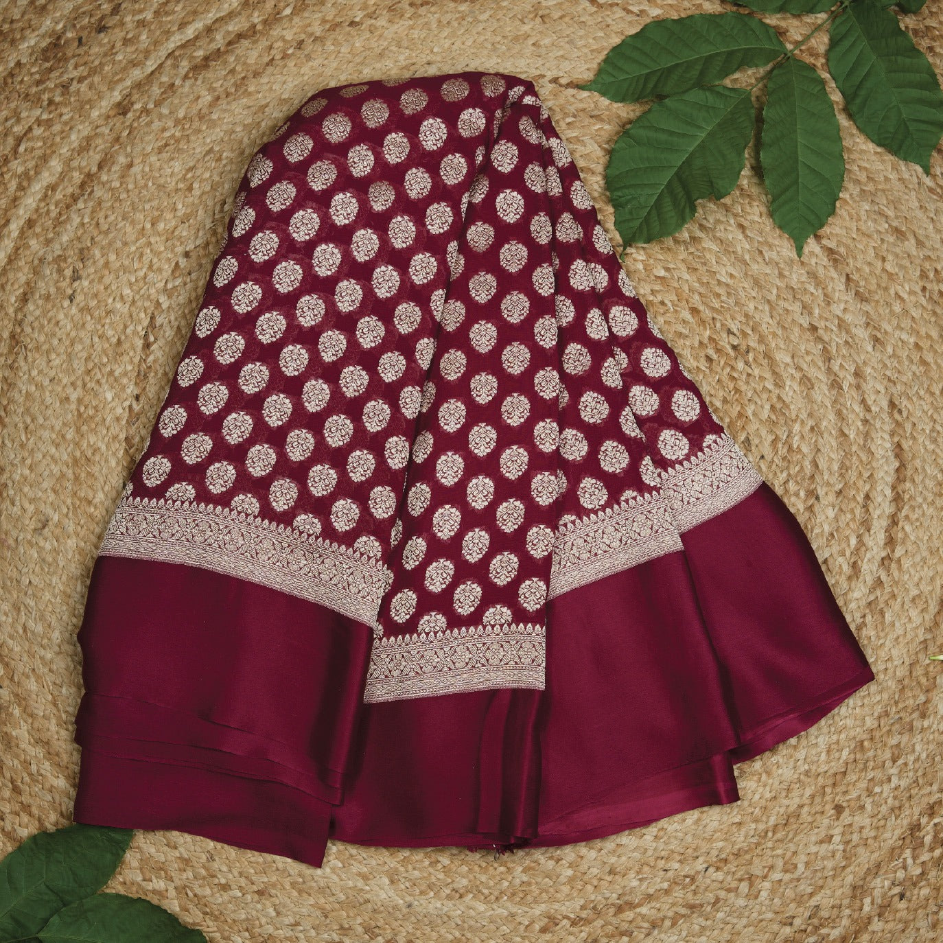 Maroon Satin Border Pure Georgette Saree (Swara)