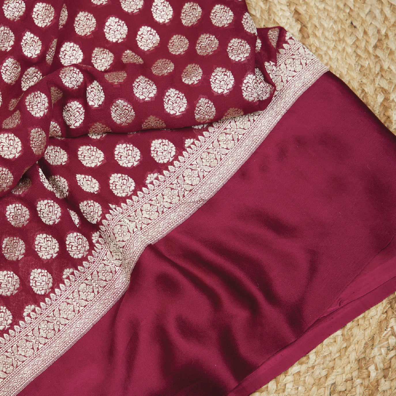 Maroon Satin Border Pure Georgette Saree (Swara)