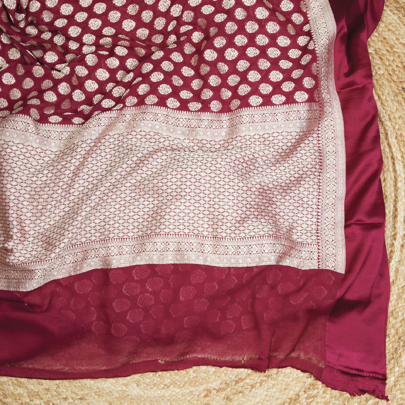 Maroon Satin Border Pure Georgette Saree (Swara)