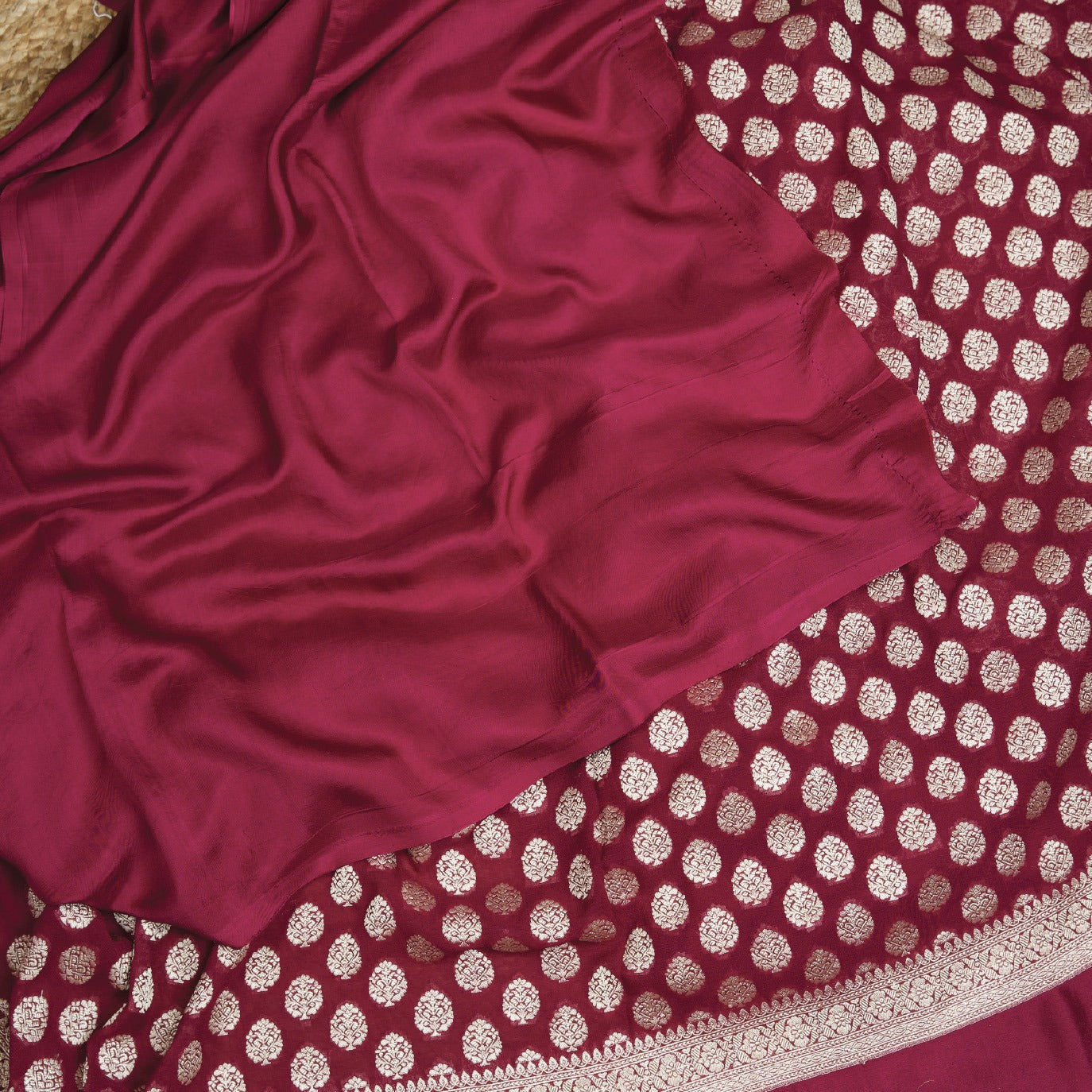 Maroon Satin Border Pure Georgette Saree