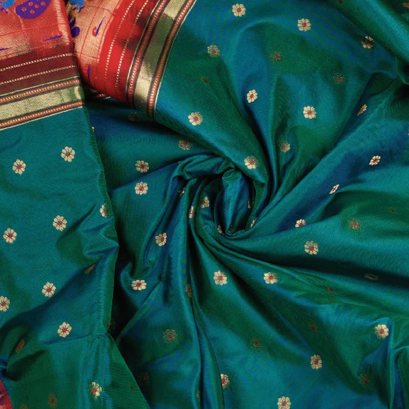 Green Small Butta Pure Paithani Silk Saree