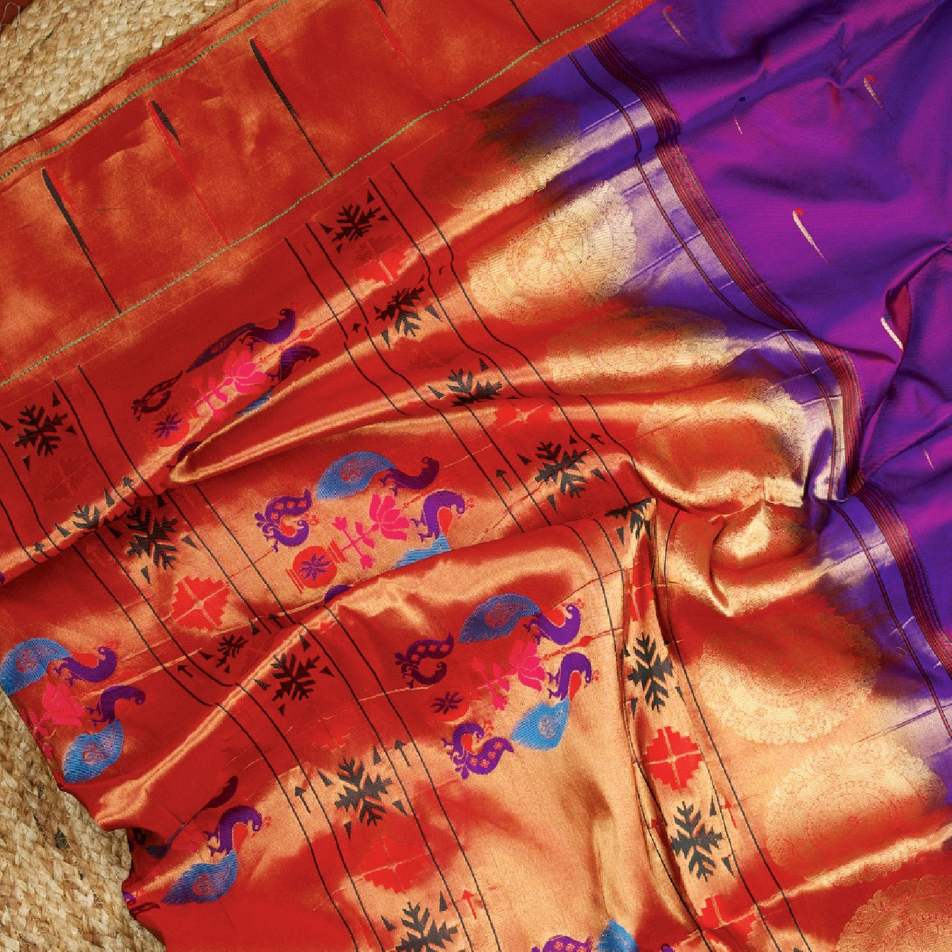 Purple Small Butta Pure Paithani Silk Saree (Swara)