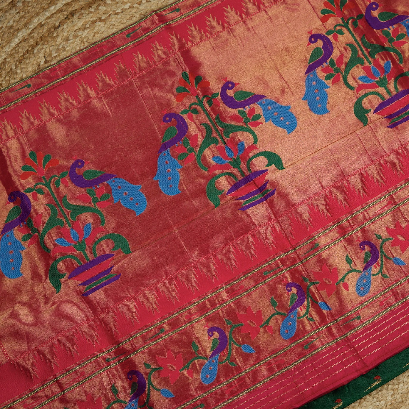 Green Small Butta Pure Paithani Silk Saree (Swara)