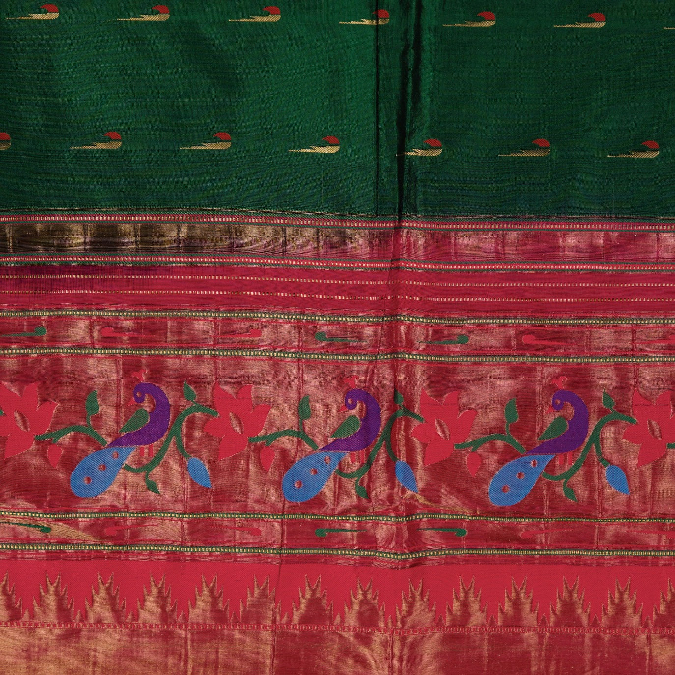 Green Small Butta Pure Paithani Silk Saree (Swara)