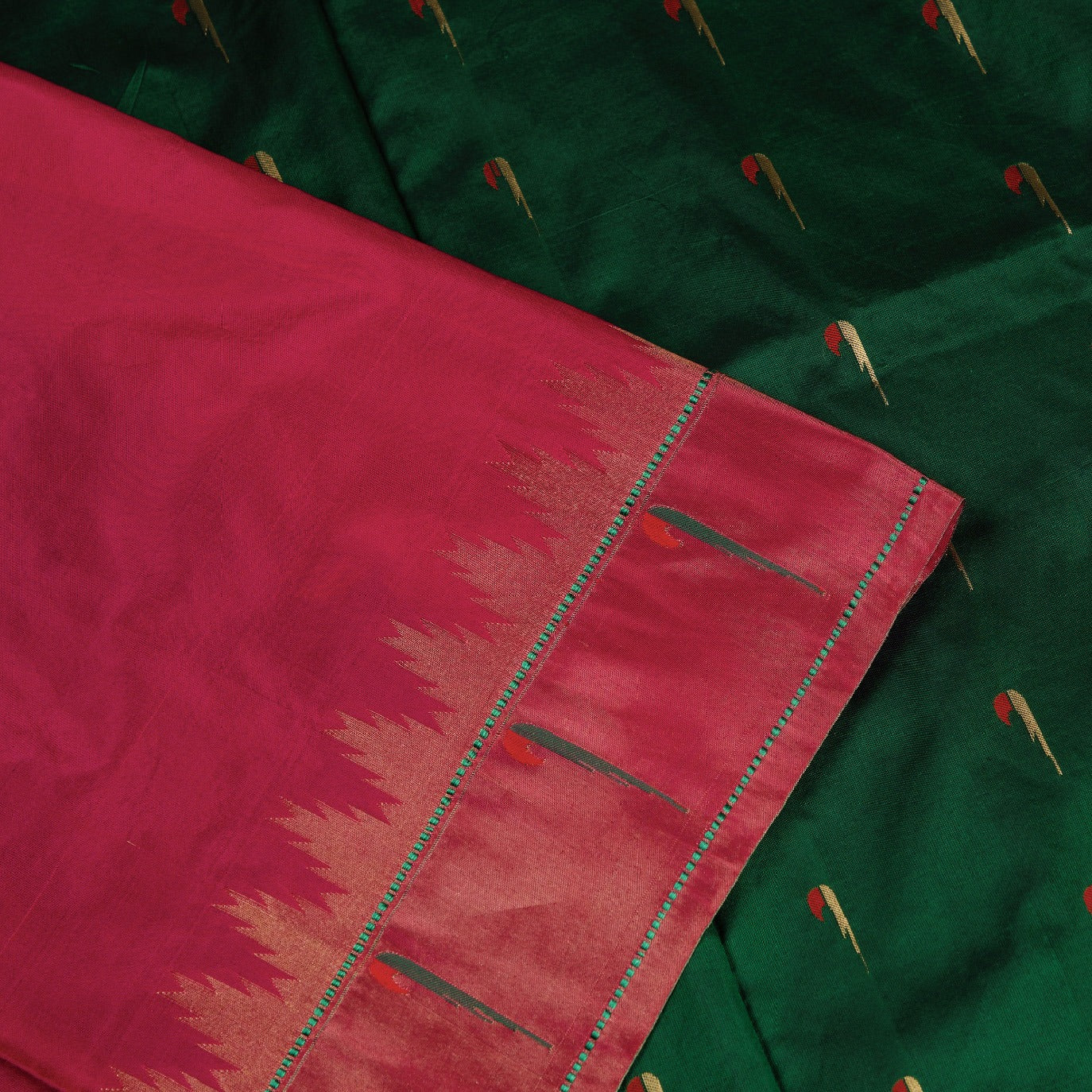 Green Small Butta Pure Paithani Silk Saree (Swara)