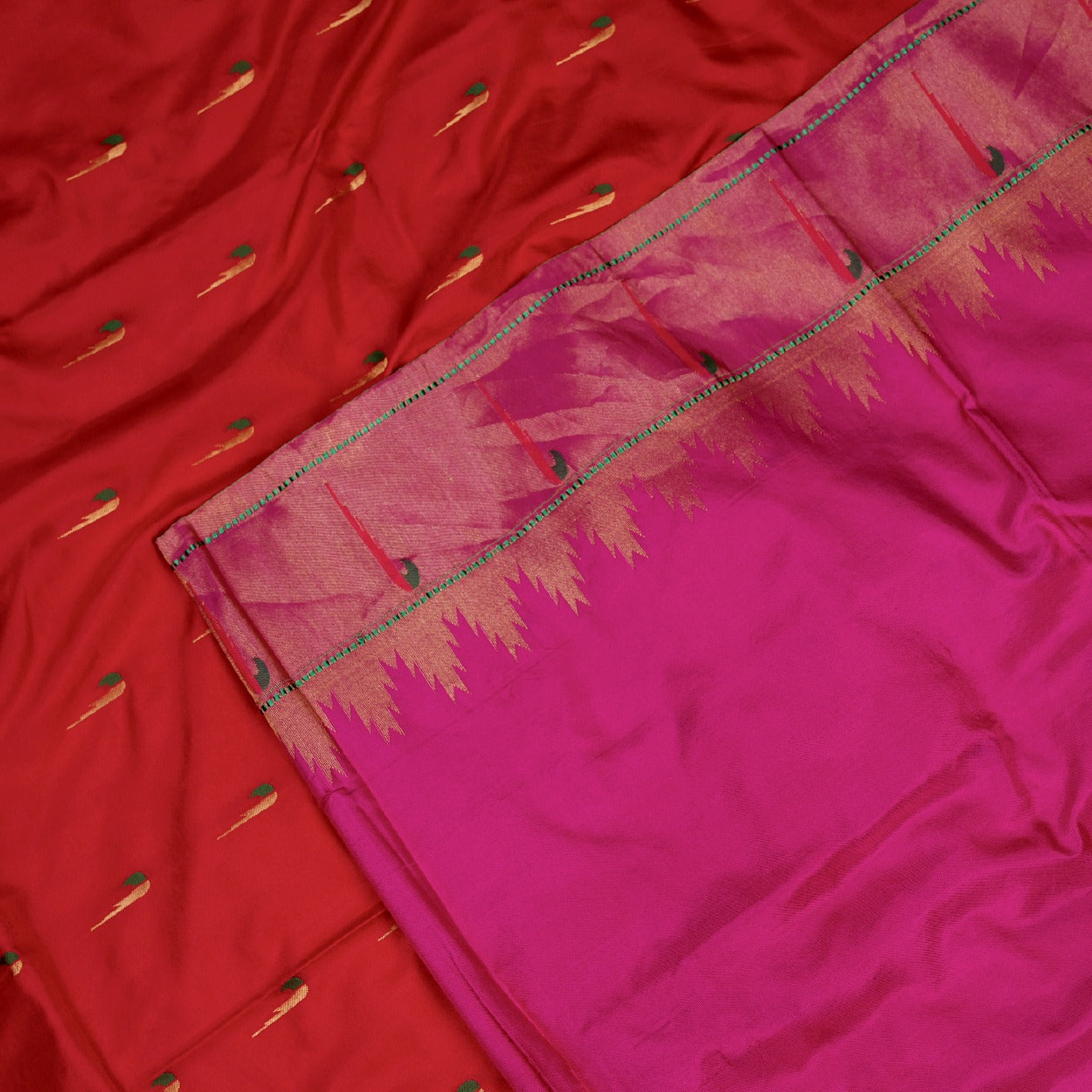 Red Small Butta Pure Paithani Silk Saree (Swara)
