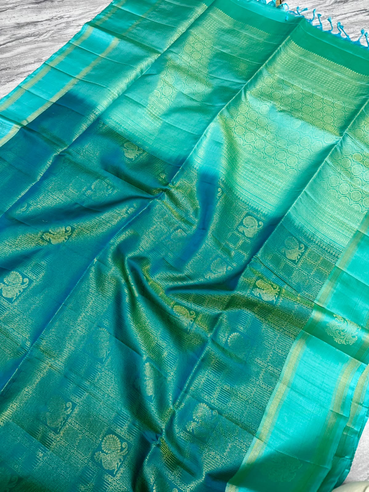 Sea Green Pure Kanchi Soft Silk 107 Saree