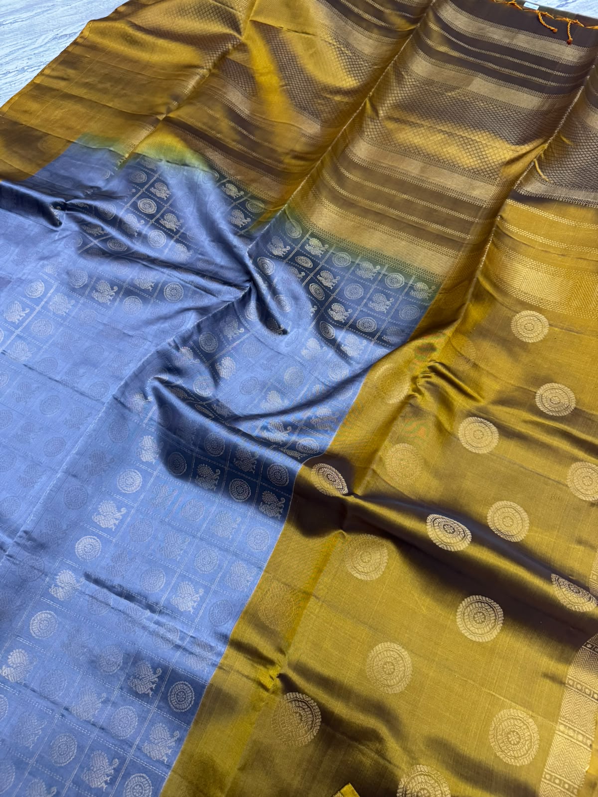 Grey Pure Kanchi Soft Silk 107 Saree