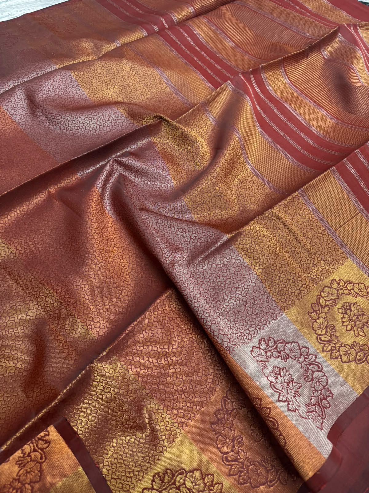 Brown Pure Kanchi Soft Silk 107 Saree