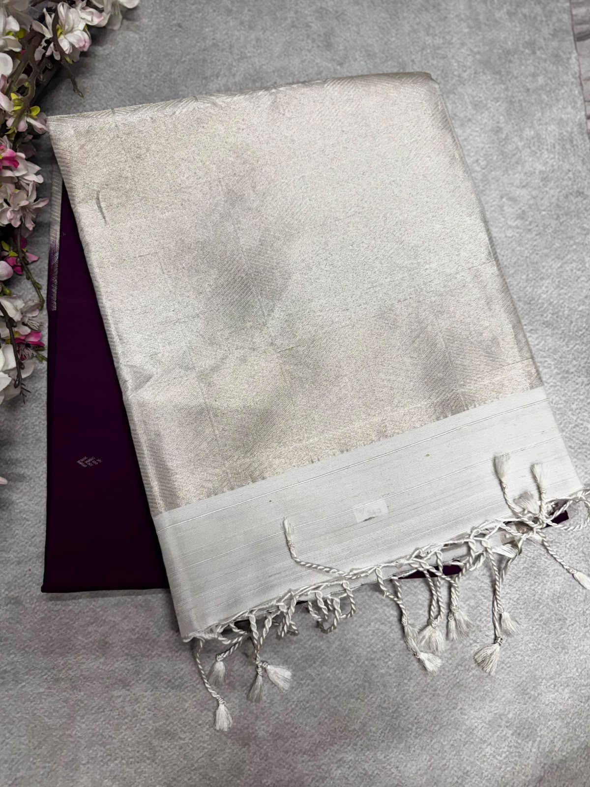 Wine n White Pure Kanchi Soft Silk 107 Saree