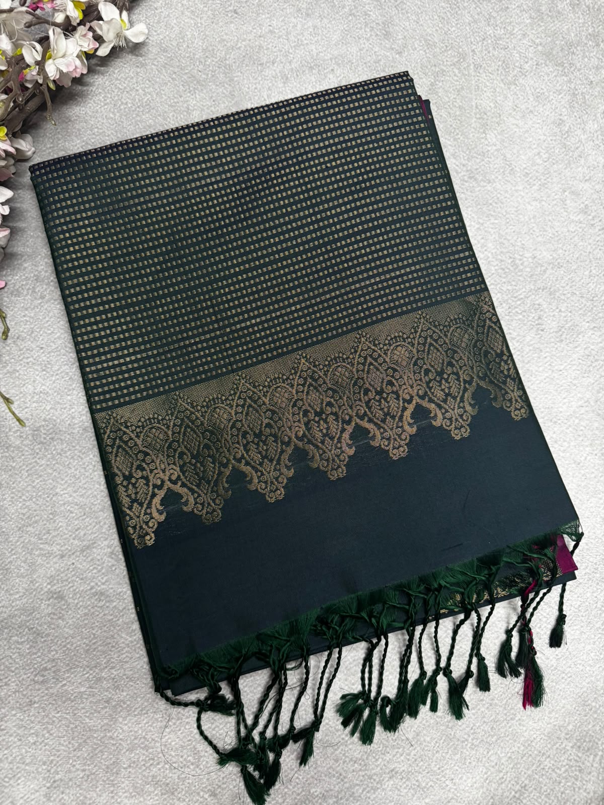 Bottle Green Pure Kanchi Soft Silk 107 Saree
