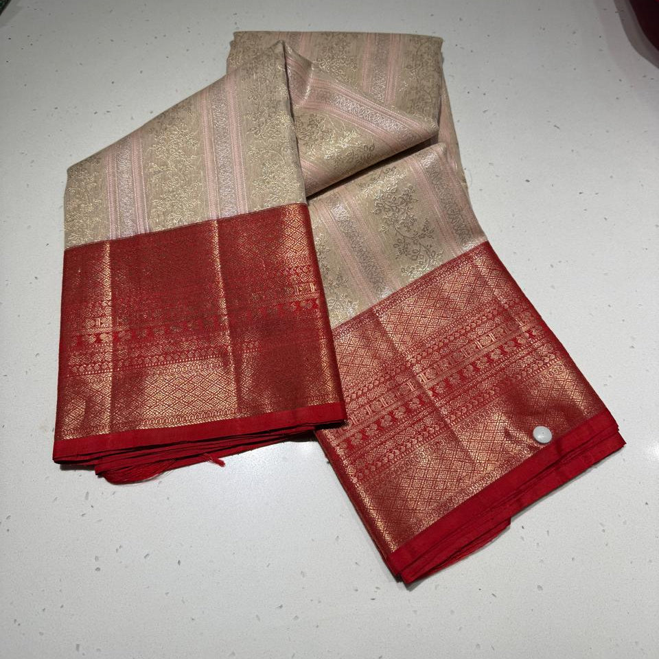 Beige Pure Kanchi Silk Saree (Swara)