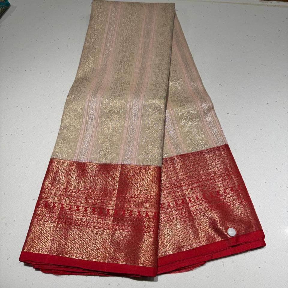 Beige Pure Kanchi Silk Saree (Swara)