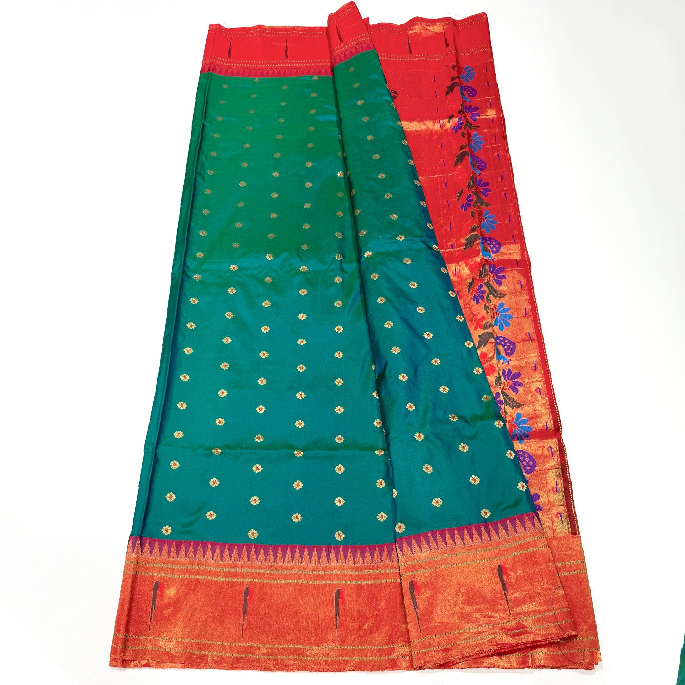 Green Small Butta Pure Paithani Silk Saree (Swara)