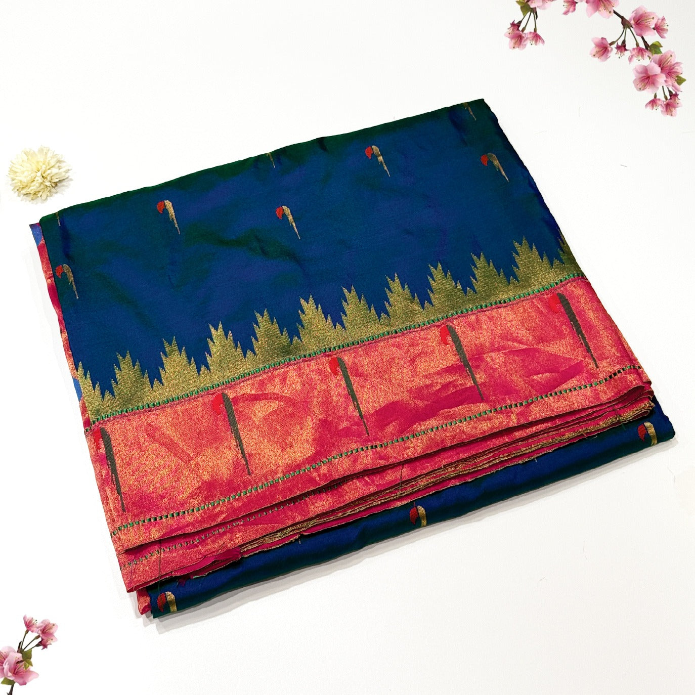 Navy Blue Small Butta Pure Paithani Silk Saree (Swara)