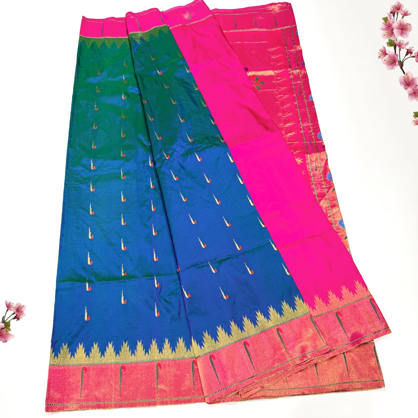 Navy Blue Small Butta Pure Paithani Silk Saree (Swara)