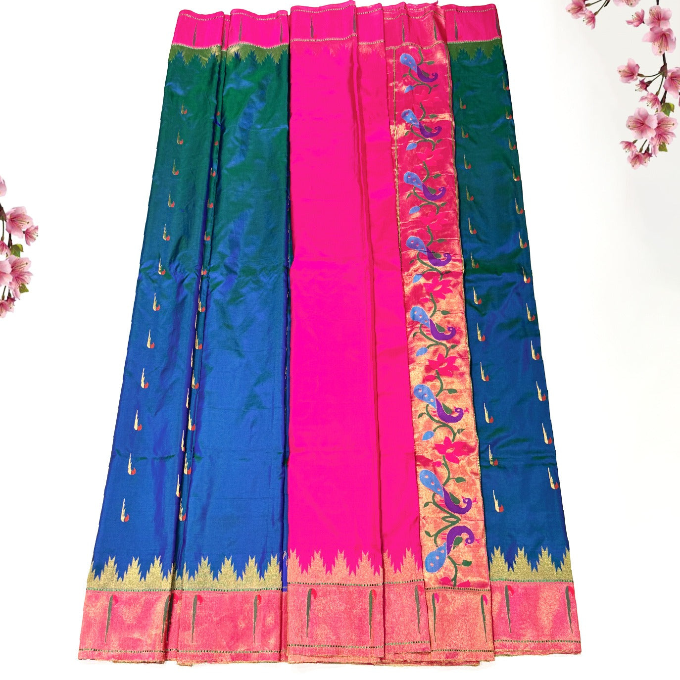 Navy Blue Small Butta Pure Paithani Silk Saree (Swara)