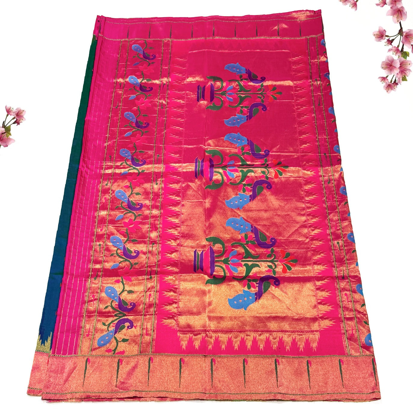 Navy Blue Small Butta Pure Paithani Silk Saree (Swara)