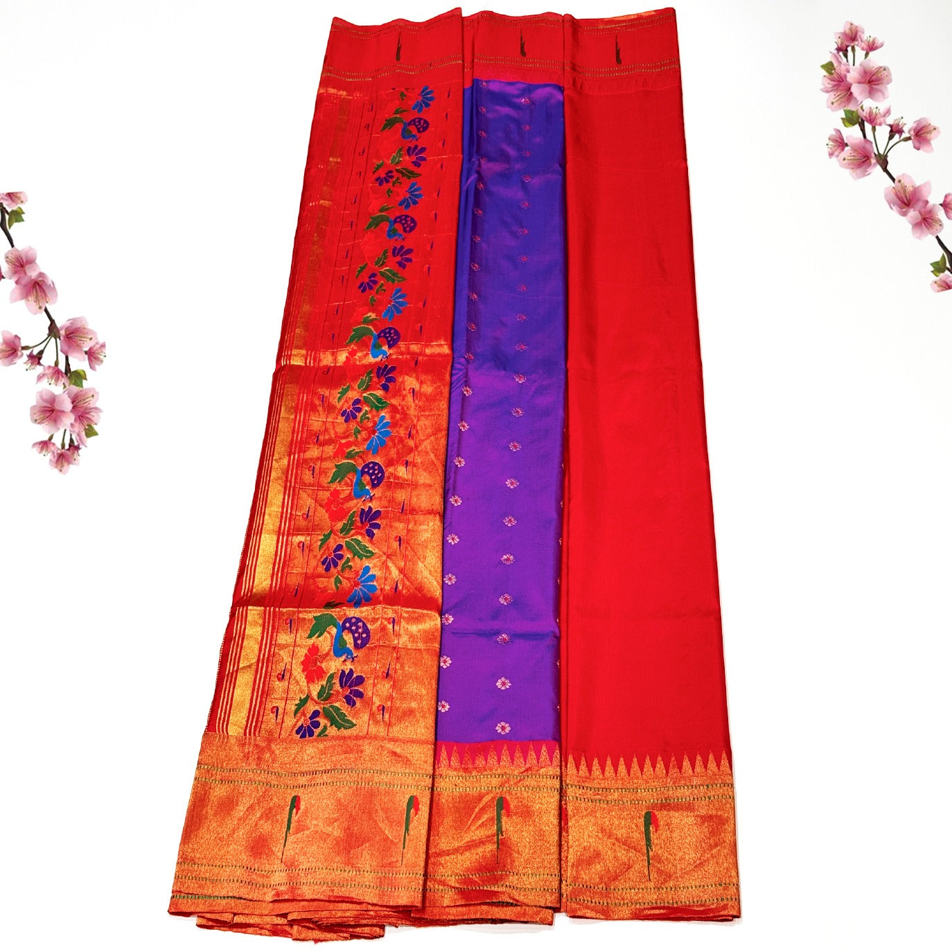 Purple Small Butta Pure Paithani Silk Saree (Swara)
