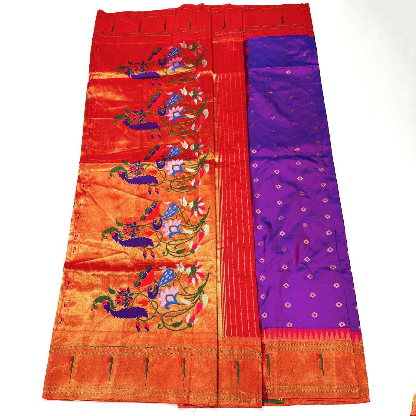 Purple Small Butta Pure Paithani Silk Saree (Swara)