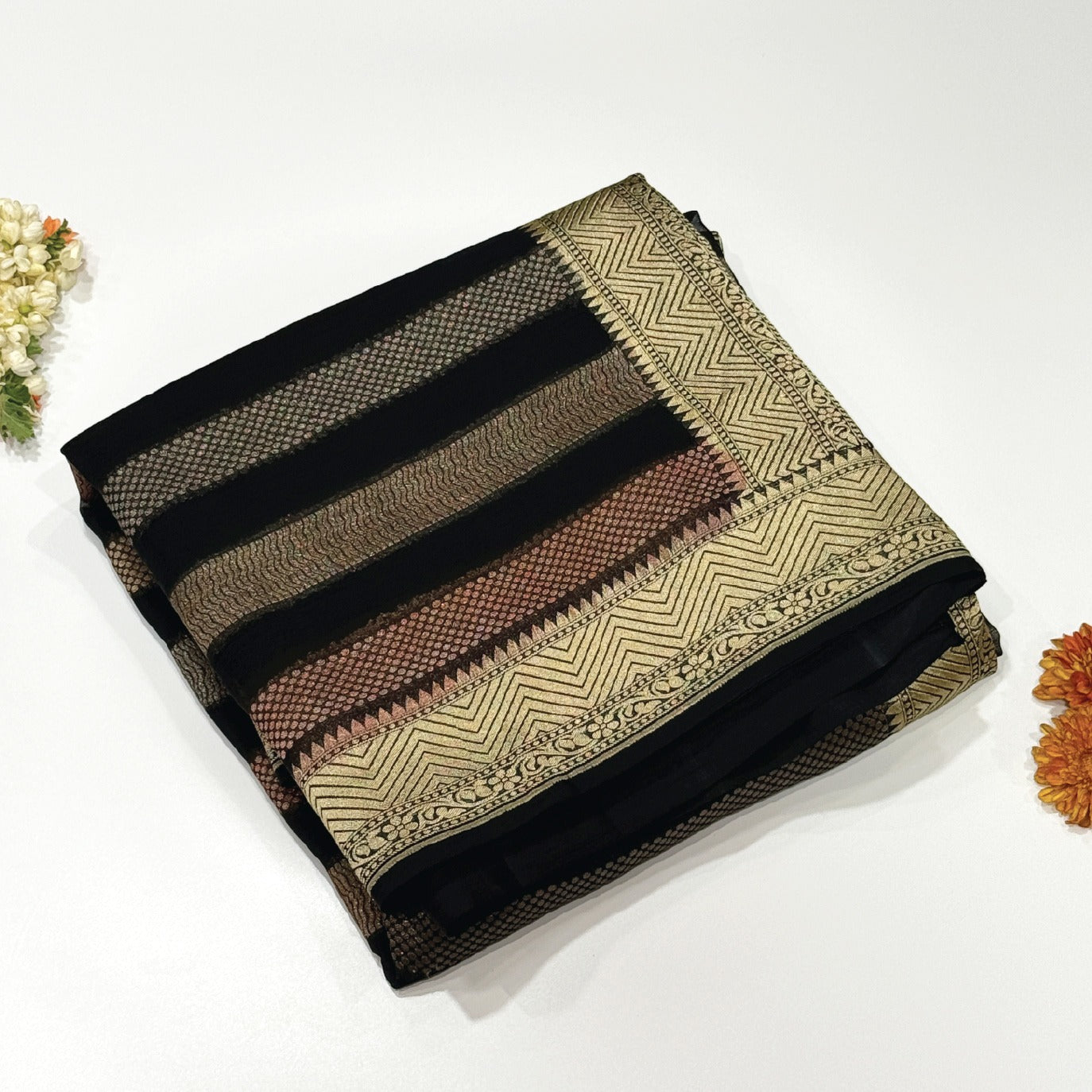 Black Stripes Pure Georgette Saree (Swara)