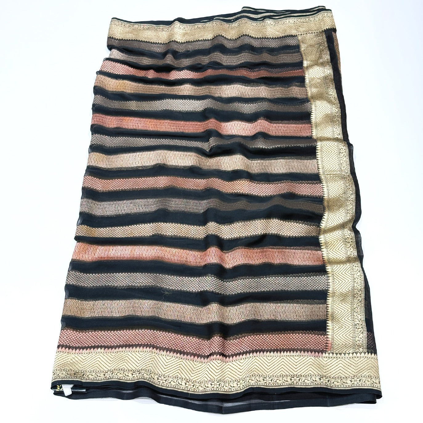 Black Stripes Pure Georgette Saree (Swara)