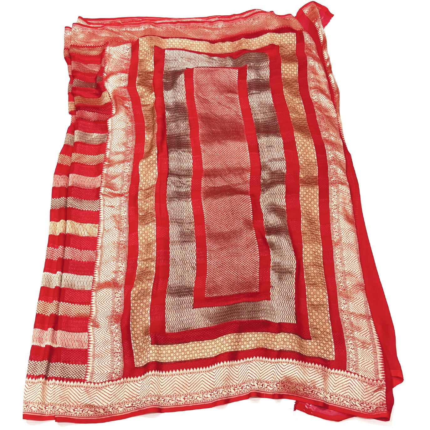 Red Stripes Pure Georgette Saree (Swara)