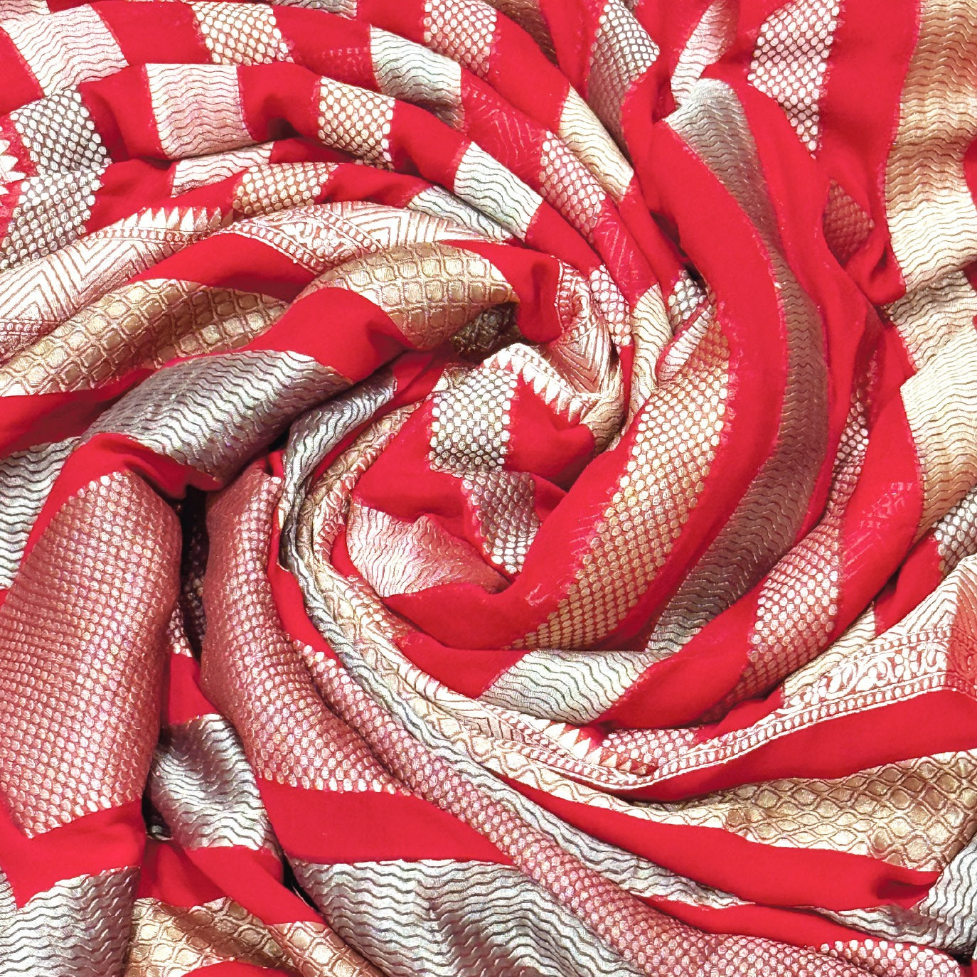 Red Stripes Pure Georgette Saree (Swara)