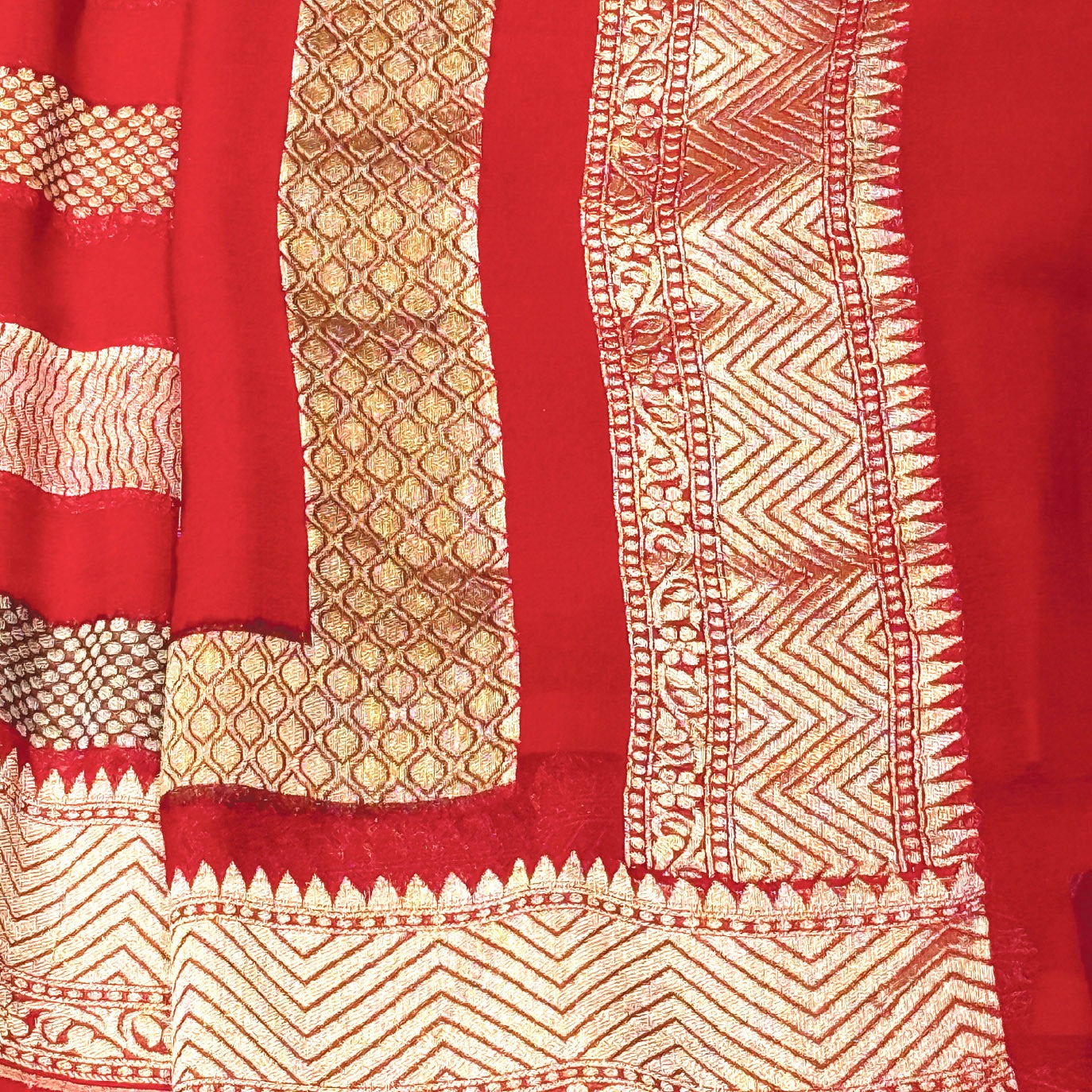 Red Stripes Pure Georgette Saree (Swara)