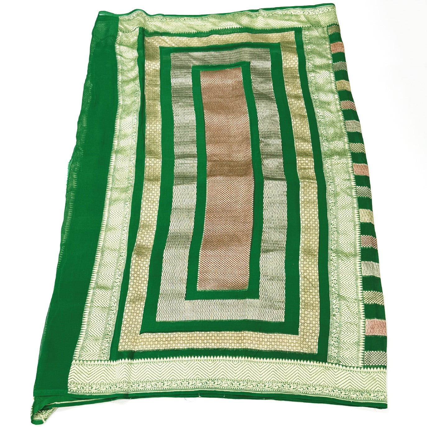 Bottle Green Stripes Pure Georgette Saree (Swara)