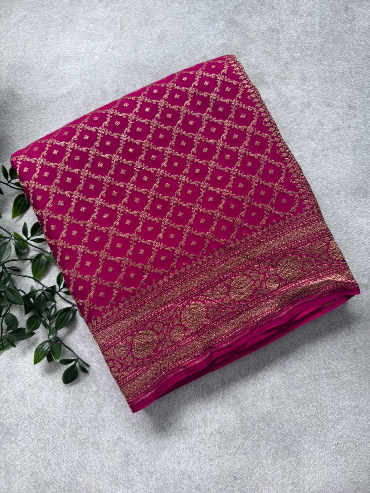 Pink Half n Half Benarasi Crepe Saree 107