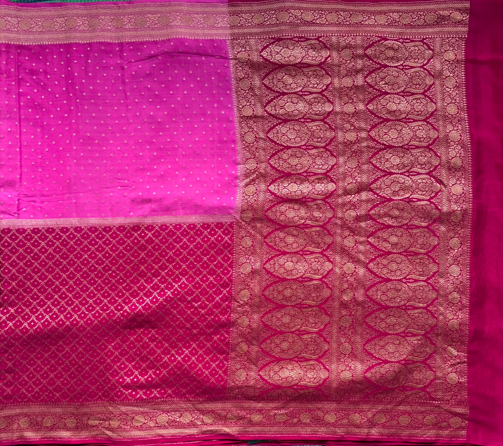 Pink Half n Half Benarasi Crepe Saree 107