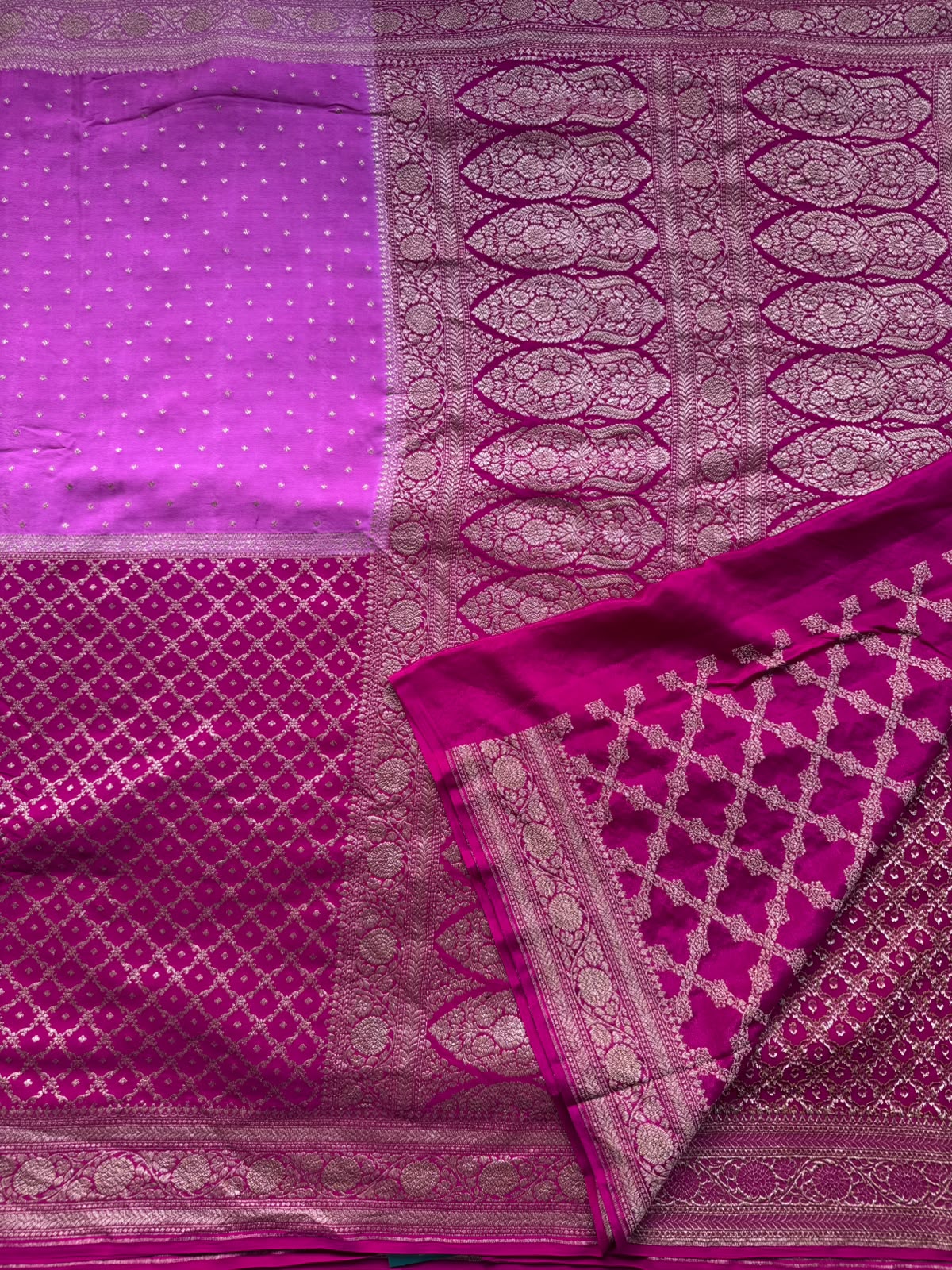 Pink Half n Half Benarasi Crepe Saree 107