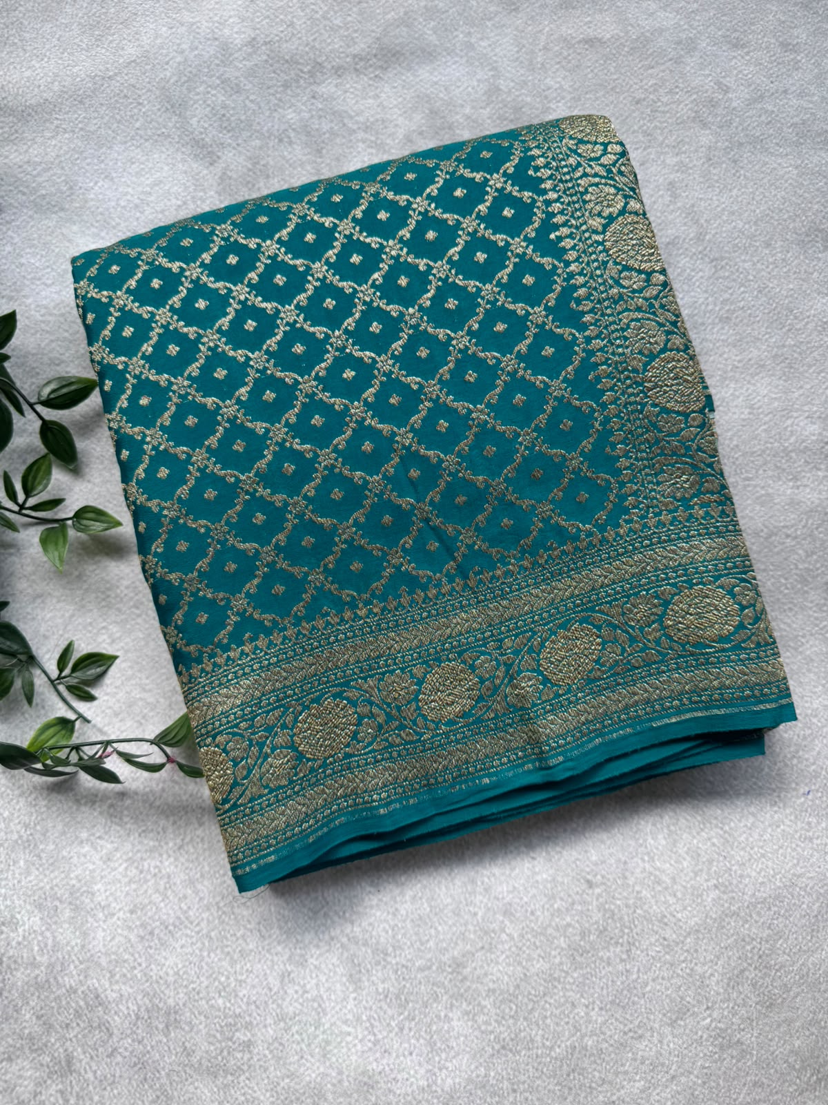 Sea Green Half n Half Benarasi Crepe Saree 107