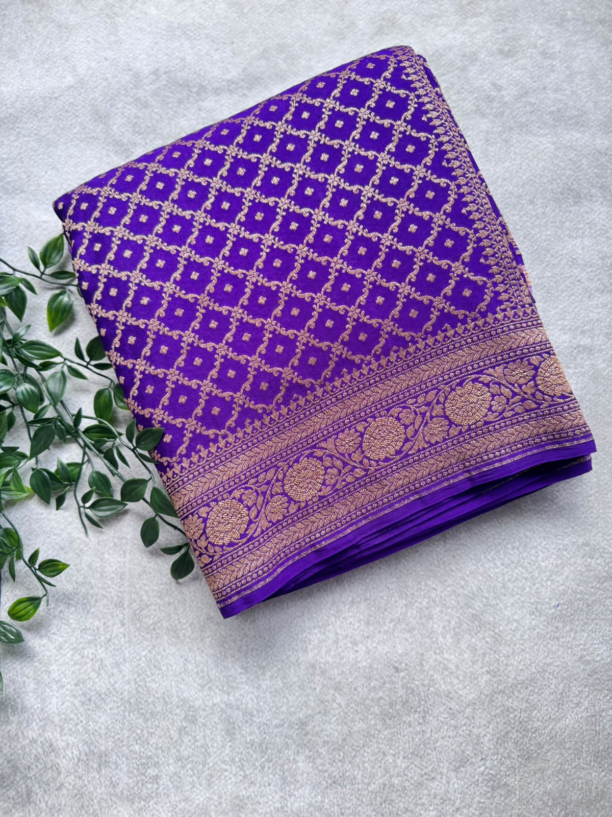 Purple n Lavender Half n Half Benarasi Crepe Saree 107